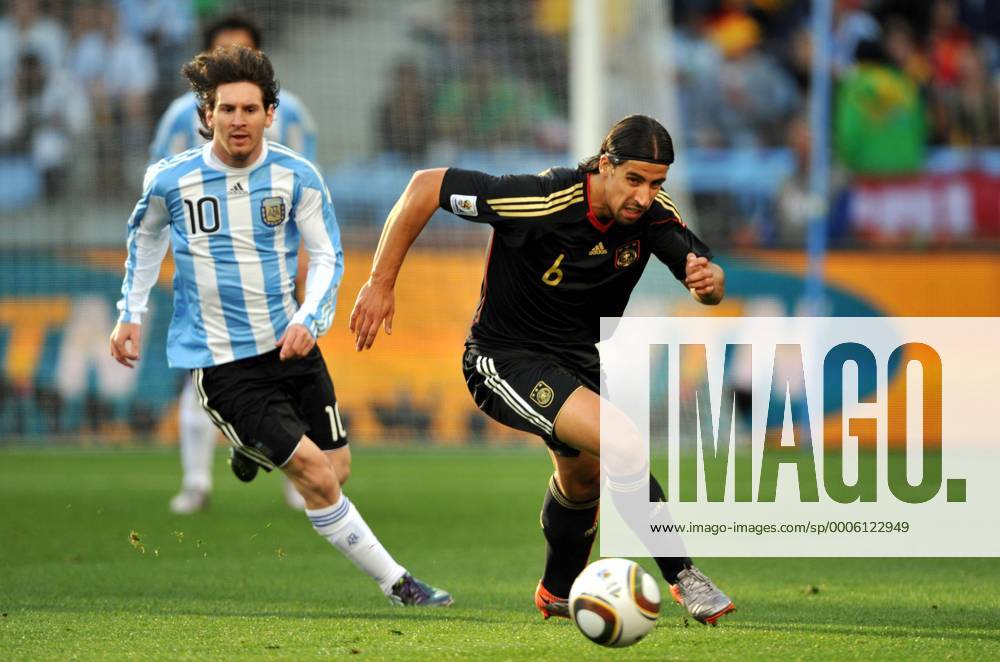 Sami Khedira (R) of Germany vies with Lionel Messi of Argentina during their 2010 World Cup quarterfinal soccer match at Green Point stadium in Cape Town on July 3, 2010.
