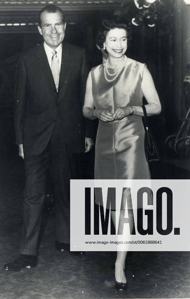 Feb 25, 1969 - London, England, United Kingdom - RICHARD NIXON (January 9, 1913 Ð April 22, 1994) was the 37th President of the United States (1969Ð1974), having formerly been the 36th Vice President of the United States (1953Ð1961). A member of the Republican Party, he was the only President to resign the office as well as the only person to be elected twice to both the Presidency and the Vice Presidency. with QUEEN ELIZABETH.. London United Kingdom - ZUMAk09