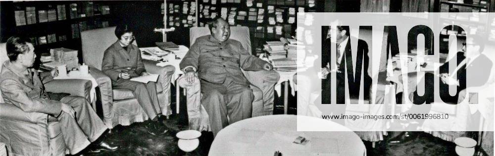 Feb. 15, 1972 - Beijing, China - (L-R) Chinese Premier ZHOU ENLAI, interpreter NANCY TANG, Chinese Chairman MAO ZEDONG (Mao Tse Tsung), US President RICHARD NIXON, and US National Security Advisor HENRY KISSINGER during a meeting as the two countries opened official diplomatic relations for the first time since the Communists took over China in 1949. Beijing China - ZUMAk09