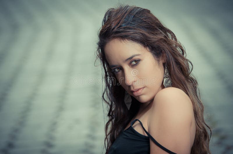 Closeup portrait of beautiful young woman outdoor, Closeup portrait of beautiful young woman - Outdoor model released