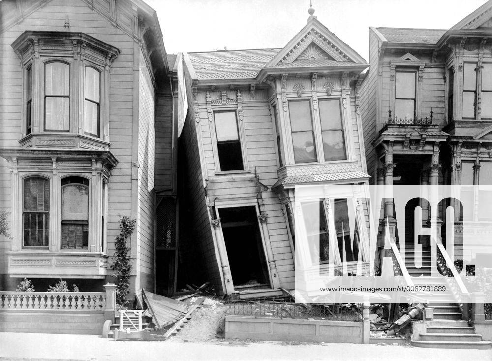 San Francisco, California: 1906. Victorian homes on Howard Street near 17th Avenue that were damaged in the earthquake. 990_16_3-Home-Dam_2HR