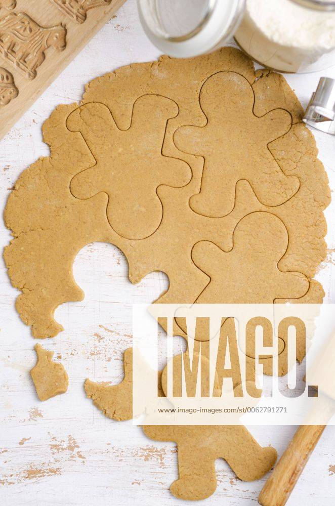 Gingerbread dough with gingerbread man cookie cutter ODF000839