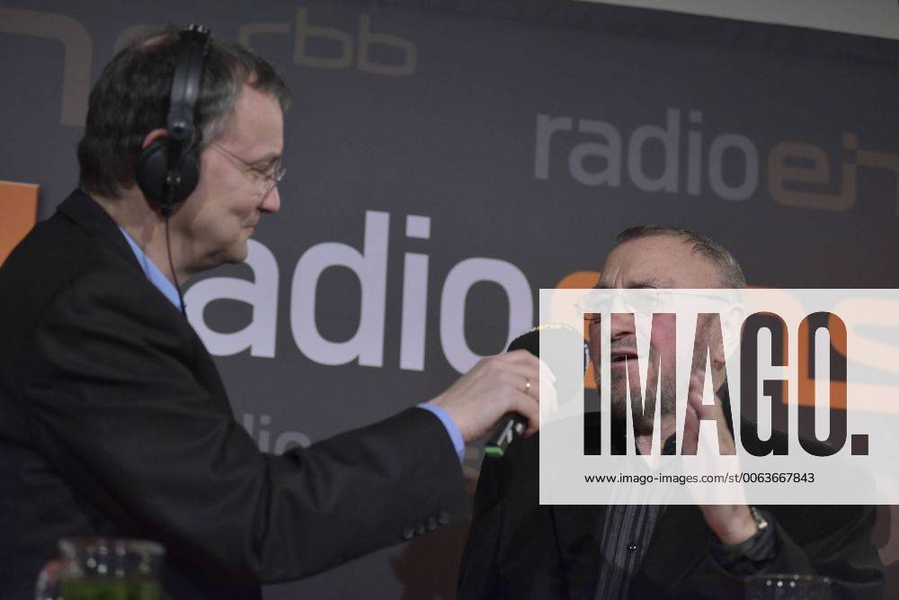 Moderator Knut Elstermann mit Regisseur und Maler Jürgen -Strawalde- Böttcher beim RadioEins Berlinale-Nighttalk am Rande der 65. Internationalen Filmfestspiele Berlin 65. Internationale Filmfestspiele in Berlin IFB2015