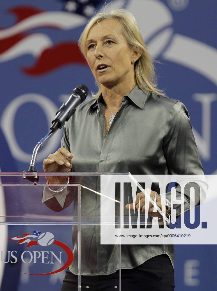 Martina Navratilova (USA) speaks at opening night ceremonies at the U.S. Open Tennis Championships NYP20100830109
