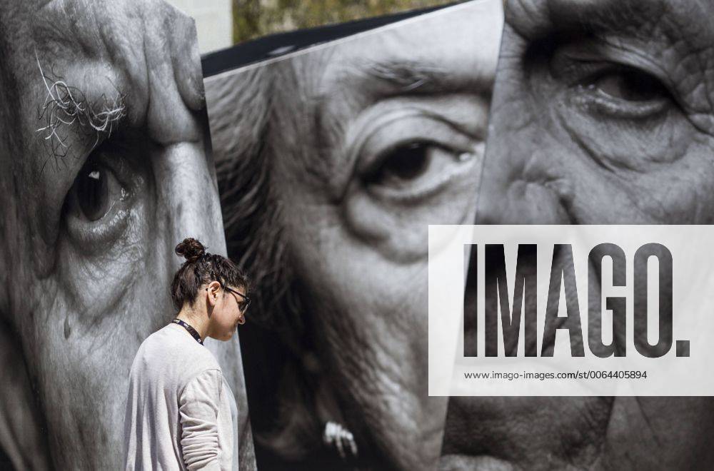 Los Angeles, California, U.S - An outdoor installation called iWitness, a grouping of 20 larger-than-life 3-D photo sculptures of Armenians survivors, at the Music Center Plaza and Grand Park in downtown Los Angeles on Monday, April 27, 2015. The exhibit is part of events memorializing the centenary of the 1915 killings of an estimated 1.5 million Armenians during the Ottoman Empire rule of Turkey, while elsewhere in Los Angeles demonstrators pressed for recognition by Turkey and the U.S. that it was genocide. Los Angeles U.S. - ZUMAc68_