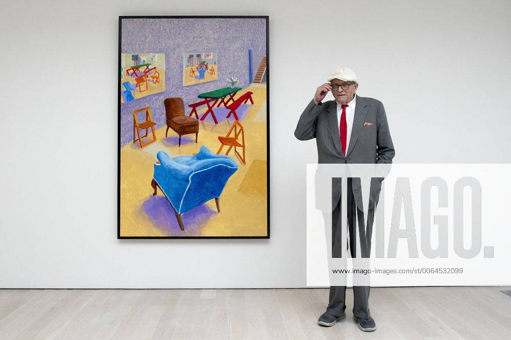 London, UK, UK - London, UK David Hockney at a photocall for his exhibition of paintings and photography at the Annely Juda Fine Art gallery in central London today 14th May 2015. London United Kingdom - ZUMAl94_
