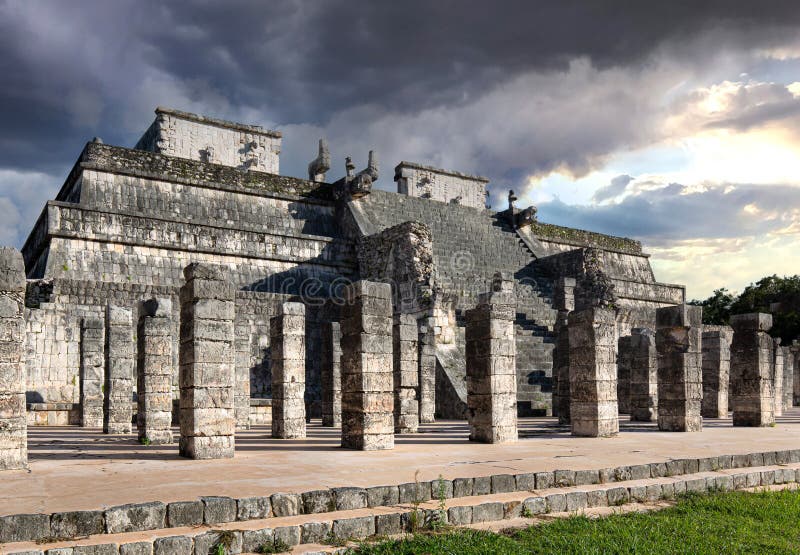 Chichen Itza, one of the largest Maya cities, a large pre-Columbian city built by the Maya people. The archaeological, Chichen Itza, one of the largest Maya cities, a large pre-Columbian city built by the Maya people. The archaeological site is located in Yucatan State, Mexico,