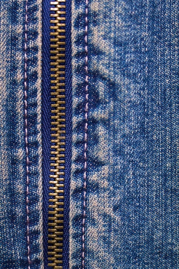 Metal zipper with denim, Metal zipper with denim. close up. macro