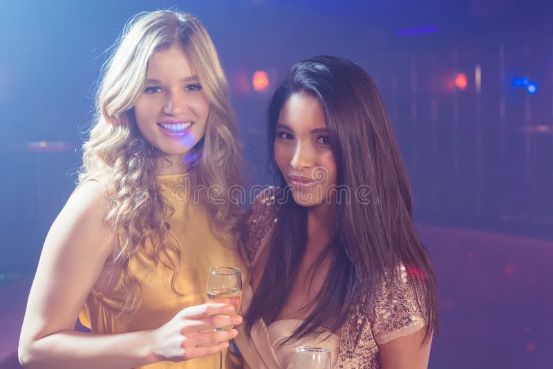 Portrait of pretty girls smiling, Portrait of pretty girls smiling in a nightclub