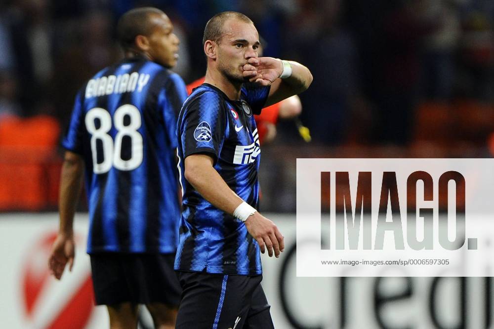 Inter Mailand vs SV Werder Bremen (weiß): Jubel bei Wesley Sneijder o0 Jubel Freude