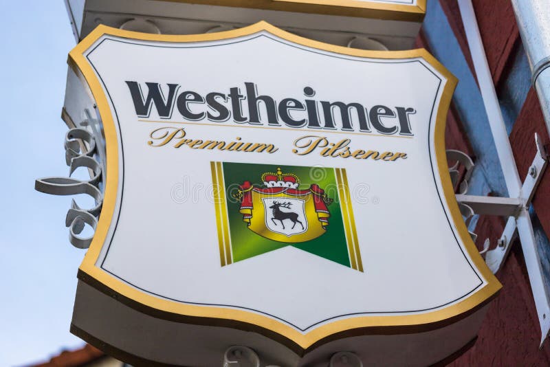 Westheimer beer sign in marsberg germany, Marsberg, North Rhine-Westphalia/germany - 17 09 19: westheimer beer sign in marsberg germany