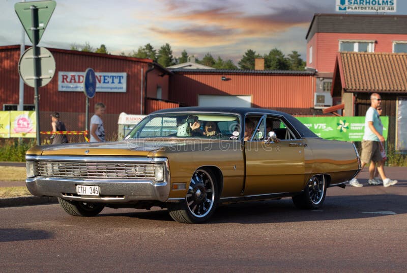 Historic, well-kept, restored car from 1970. American brand, Rattvik, Sweden - July 27.2013: Classic Car Week Rttvik - Chrysler Imperial LeBaron 1970s