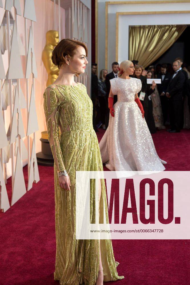 Feb 22, 2015 - Hollywood, California, U.S. - EMMA STONE, Oscar nominee for Best Actress in a Supporting Role, for work on Birdman or (The Unexpected Virtue of Ignorance) arrives for the live ABC Telecast of The 87th Oscars at the Dolby Theatre. - ZUMAz03