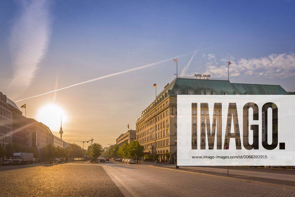 Germany, Berlin, Hotel Adlon at Pariser Platz during Sunrise NKF000406