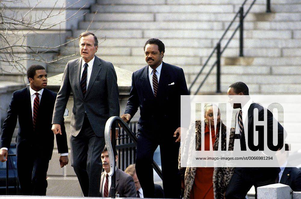 Feb. 13, 2015 - Washington, District of Columbia, United States of America - washington DC. 12-1-1988.Jesse Jackson meets with President-Elect George H.W. Bush at the White House. .Credit: Washington United States of America - ZUMAr142