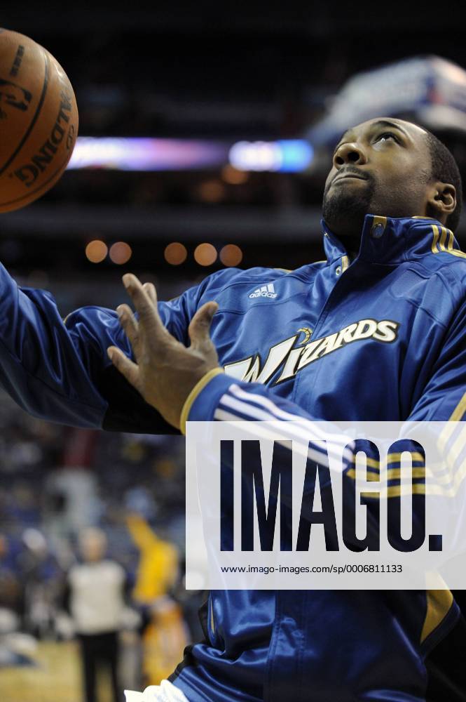 Washington Wizards point guard Gilbert Arenas (9) warms up priro the the game against the Cleveland Cavaliers at Verizon Center in Washington, D.C. on November 6, 2010. The Cleveland Cavaliers defeate the Washington Wizards 107-102. UPI Mark Goldman WAG2010110602