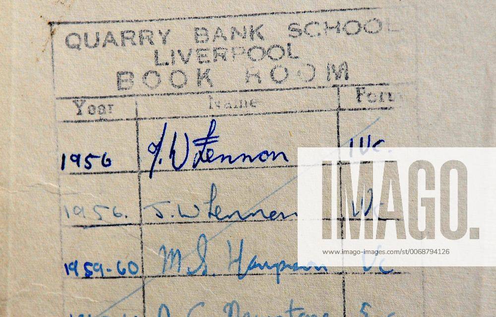 Oct. 19, 2012 - Liverpool, Merseyside, United Kingdom - A Geography textbook owned by John Lennon is tipped to fetch over £2000 at Auction in Liverpool. Textbook The British Isles is signed by the Beatle as J W Lennon of class 4C in 1956 when he would have been 16. Fellow pupil of Lennon s at Quarry Bank High School in Allerton, Liverpool, discovered the book at the back of a wardrobe and had it valued by Cato Crane Auctioneers. - ZUMAm23_