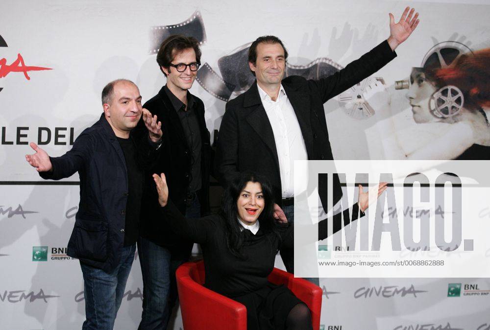 Nov 16, 2012 - Rome, Italy - MARJANE SATRAPI, MATTIAS RIPA, STEPHANE ROCHE, ALI MAFAKHERI and CHRISTIAN PIRJOLI poses for La bande des jotas photo call at Rome Film Festival 2012. - ZUMAi15_