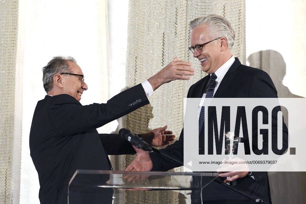 Berlinale-director Dieter Kosslick and Tim Robbins at the Berlinale Kamera Award ceremony for Tim Robbins at the 66th Berlin International Film Festival Berlinale 2016 at Kino International on February 13, 2016 in Berlin, Germany. Foto:xC.xNiehausx xFuturexImage
