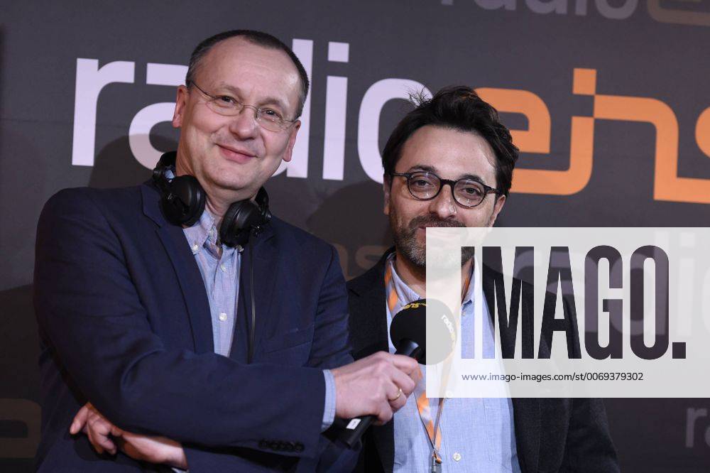 Moderator Knut Elstermann mit Regisseur Mohamed Ben Attia beim RadioEins Berlinale-Nighttalk am Rande der 66. Internationalen Filmfestspiele Berlin 66. Internationale Filmfestspiele in Berlin IFB2016