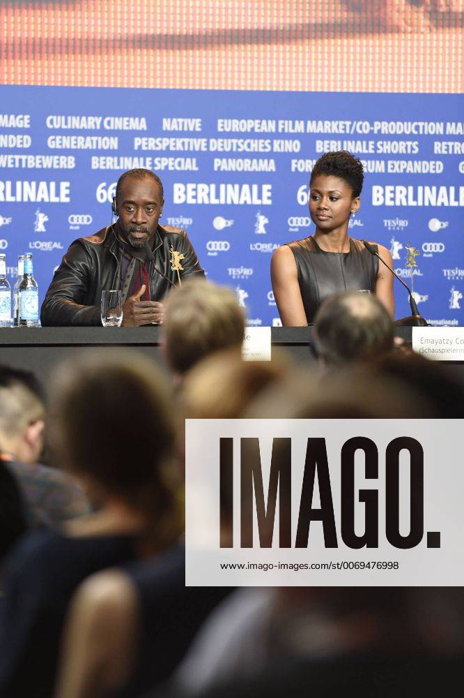 Regisseur Don Cheadle und Schauspielerin Emayatzy Corinealdi während der Pressekonferenz zum Film -Miles Ahead- anlässlich der 66. Internationalen Filmfestspiele Berlin 66. Internationale Filmfestspiele in Berlin IFB2016