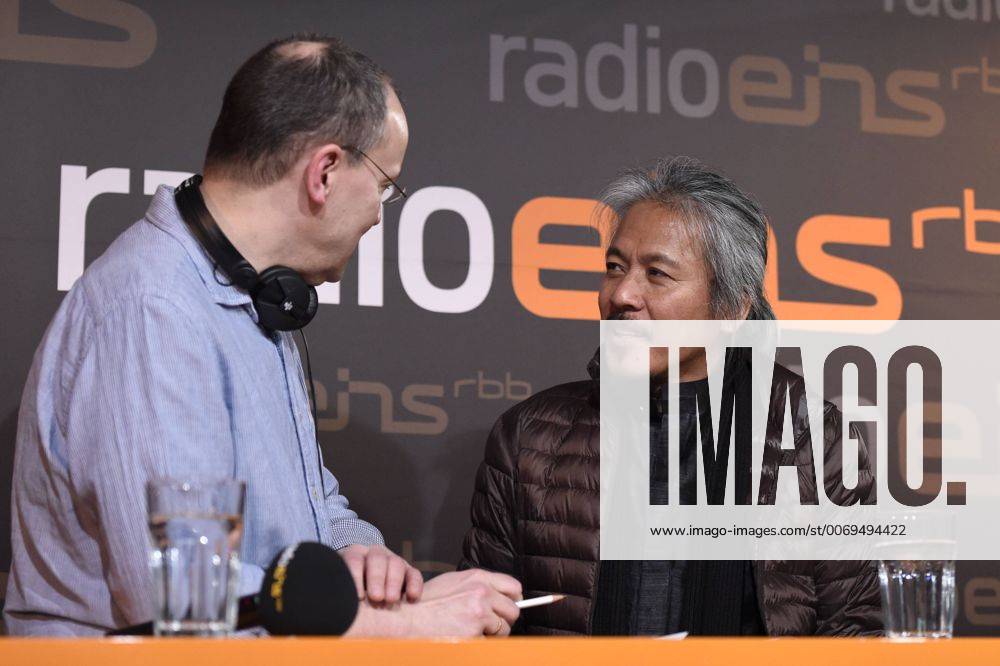 Regisseur Lav Diaz mit Moderator Knut Elstermann beim RadioEins Berlinale-Nighttalk am Rande der 66. Internationalen Filmfestspiele Berlin 66. Internationale Filmfestspiele in Berlin IFB2016