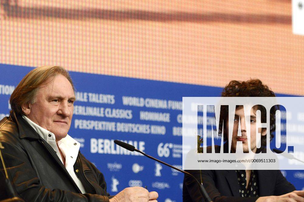 Gerard Depardieu and Vincent Lacoste during the Saint Amour press conference at the 66th Berlin International Film Festival Berlinale 2016 on February 19, 2016 in Berlin, Germany. Foto:xC.xNiehausx xFuturexImage