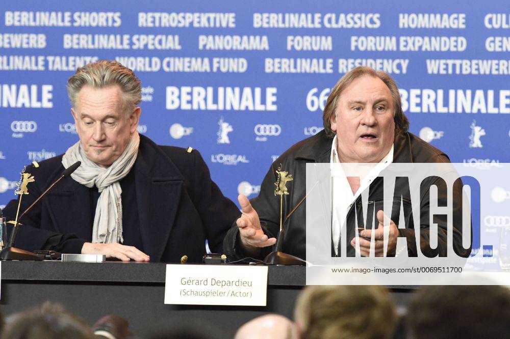 Regisseur Benoit Delepine und Schauspieler Gerard Depardieu während der Pressekonferenz zum Film -SAINT AMOUR- anlässlich der 66. Internationalen Filmfestspiele Berlin 66. Internationale Filmfestspiele in Berlin IFB2016