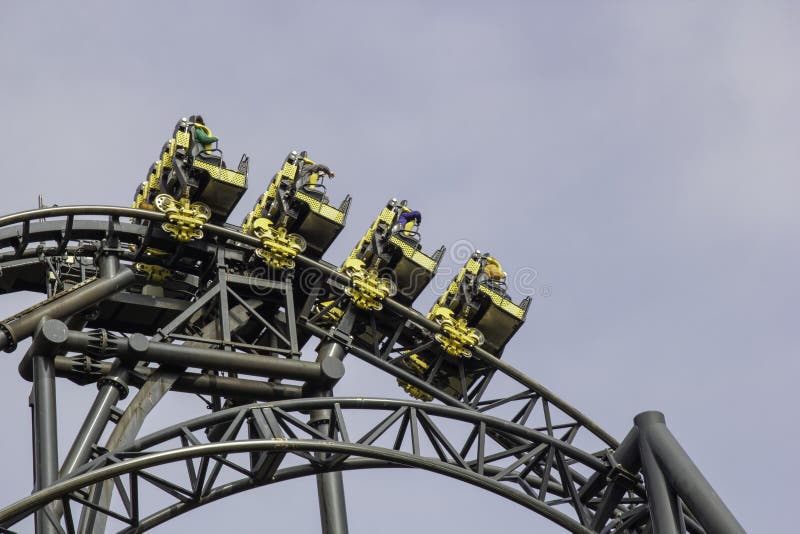 The Smiler rollercoaster at Alton Towers Theme Park, Alton Towers Resort, UK. The Smiler rollercoaster at Alton Towers Theme Park in Staffordshire.