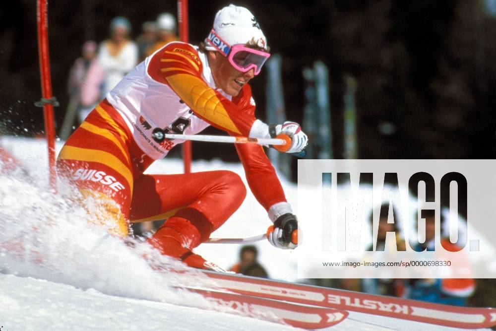 Pirmin Zurbriggen (Schweiz) Alpiner Skilauf WM Herren Weltmeisterschaft 1987, Ski Alpin, Skisport, Riesenslalom Einzelbild Crans Montana