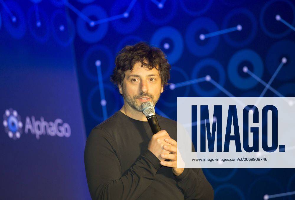 Sergey Brin, Mar 14, 2016 : Sergey Brin, Google co-founder attends a press conference after the third match of the Google DeepMind Challenge Match in Seoul, South Korea. South Korean Go master Lee Se-dol beat on Sunday AlphaGo, the artificial intelligence (AI) program made by Google s DeepMind, for the first time at the fourth match during the special human-versus-computer Go tournament and the five-round Go tournament is now 3-1 as of March 14, 2016, local media reported. (EZAA_JW55529160312)