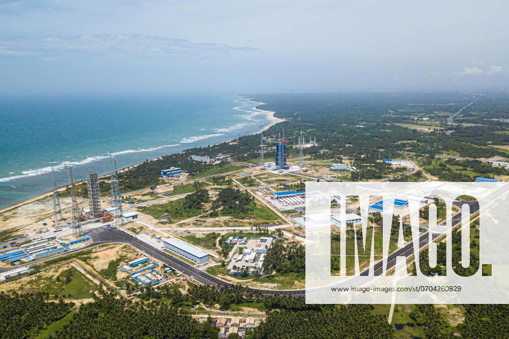 (240701) -- BEIJING, July 1, 2024 -- An aerial drone photo taken on June 30, 2024 shows a view of the commercial spacecraft launch site in south China s Hainan Province. China s first commercial spacecraft launch site is ready for operations in south China s Hainan Province as of Sunday, having completed a rocket launch simulation rehearsal using its two launch pads. According to the Hainan International Commercial Aerospace Launch Co., Ltd. (HICAL), which built and operates the launch site, the exercises performed using the launch pads included water spraying and deluge system cooling, as well as a rocket lifting arm erection test. Following assessments, HICAL confirmed that the site is operational for launch missions. ) XINHUA PHOT