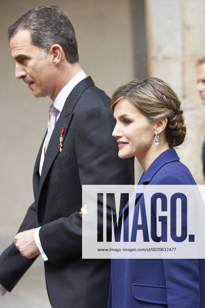 Alcala De Henares, Madrid, Spain - King Felipe VI of Spain, Queen Letizia of Spain attended Cervantes Award to Fernando del Paso at the Alcala de Henares University on April 23, 2016 in Alcala de Henares, near of Madrid, Spain. Alcala De Henares Spain - ZUMAg15_