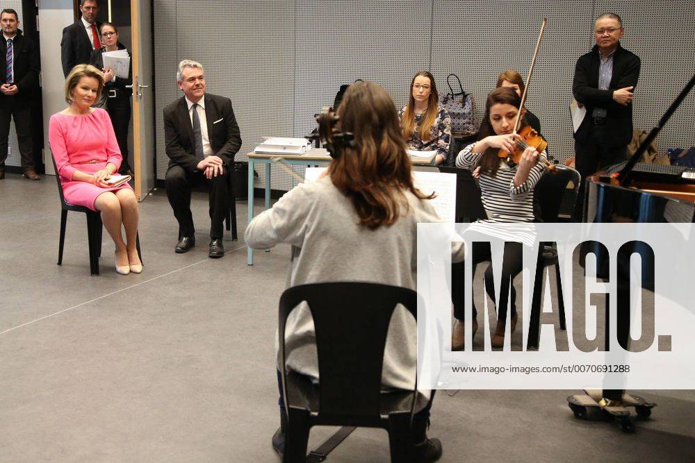 Queen Mathilde of Belgium pictured during a visit to the IMEP, Institut superieure de Musique et de Pedagogie, in Namur, Tuesday 26 April 2016. BRUNOxFAHY 04840073