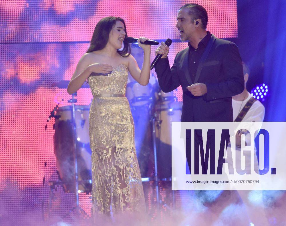 Latin artists Alejandro Fernandez & Camila Fernandez perform during the 2016 Billboard Latin Music Awards at the Bank United Center, University of Miami, Miami, Florida on April 28, 2016. MIA20160428117 GARYxIxROTHSTEIN