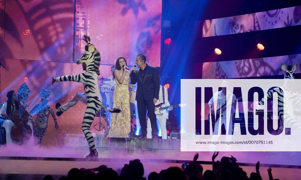 Latin artist Alejandro Fernandez & Camila Fernandez perform at the 2016 Billboard Latin Music Awards at the Bank United Center, University of Miami, Miami, Florida on April 28, 2016. MIA20160428122 GARYxIxROTHSTEIN