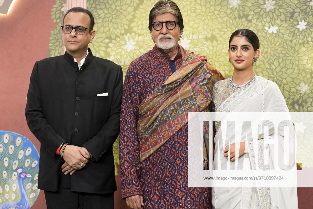 Anant-Radhika s post wedding ceremony Mumbai: Actor Amitabh Bachchan with son-in-law Nikhil Nanda and granddaughter Navya Naveli Nanda pose for photos upon their arrival to attend Anant Ambani and Radhika Merchant s post wedding ‘Blessing Ceremony’, in Mumbai, Saturday, July 13, 2024. (PTI Photo Kunal Patil) (PTI07_13_2024_000220B) Mumbai Maharashtra India