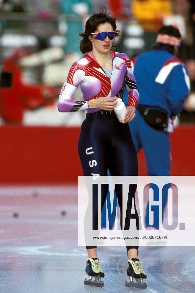 Bonnie Blair (USA) Eisschnellauf OS Winter Damen Olympische Winterspiele 1992, Olympia, Olympiade, Spiele, Eisschnellaufen, Eisschnelllaufen Einzelbild Albertville