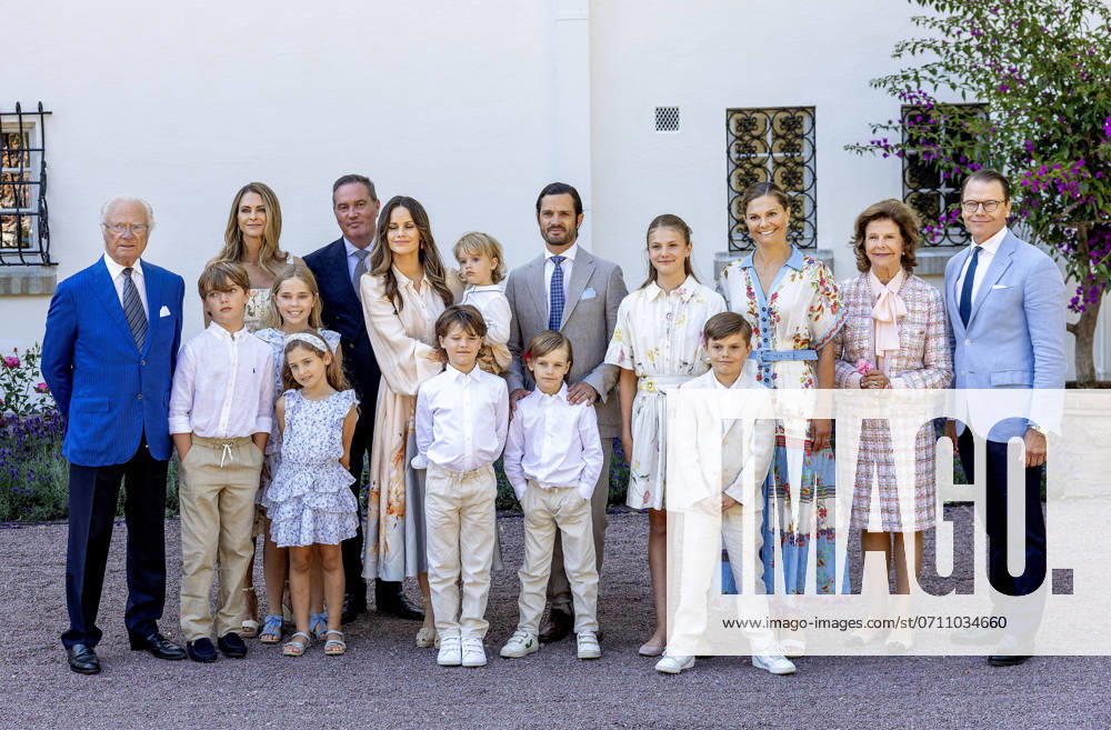 Borgholm King Carl Gustaf, Princess Madeleine and Chris O Neill with Prince Nicolas, Princess Adrienne and Princess Leonore, Princess Sofia and Prince Carl Philip with Prince Alexander, Prince Gabriel and Prince Julian, Queen Silvia, Prince Daniel and Crown Princess Victoria with Princess Estelle and Prince Oscar during the Crown Princess her 47th birthday celebrations at Solliden palace, Borgholm, Sweden. Â