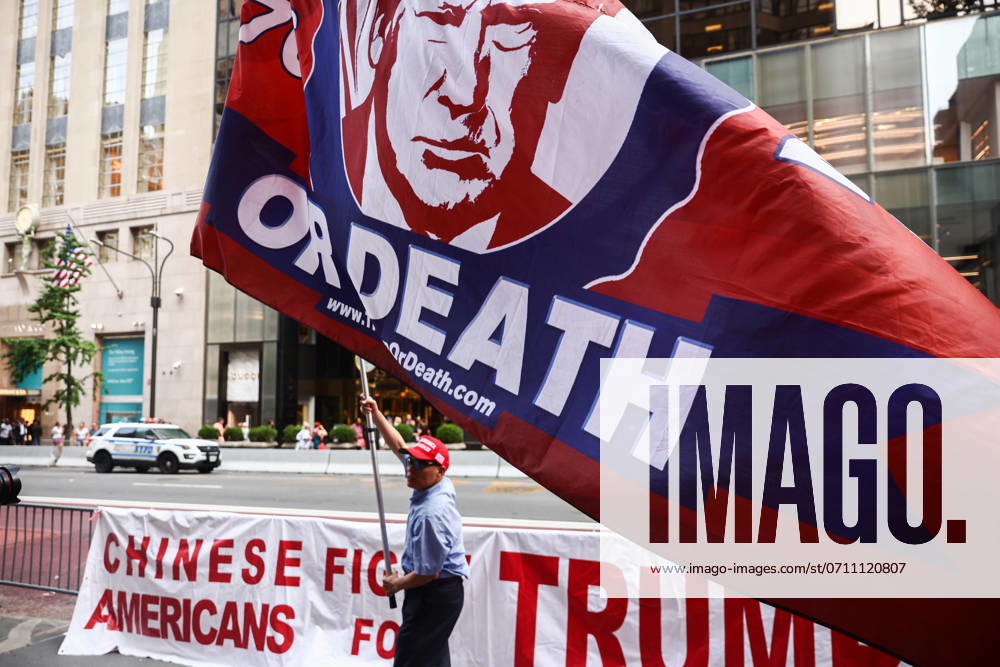Trump Supporters In NYC After Trump Assassination Attempt Donald Trump supporters demonstrate in front of Trump Tower building a day after the former U.S. President has been injured during shooting at campaign rally at the Butler Farm Show in Butler, Pennsylvania. New York City, United States of America on July 14th, 2024. New York United States
