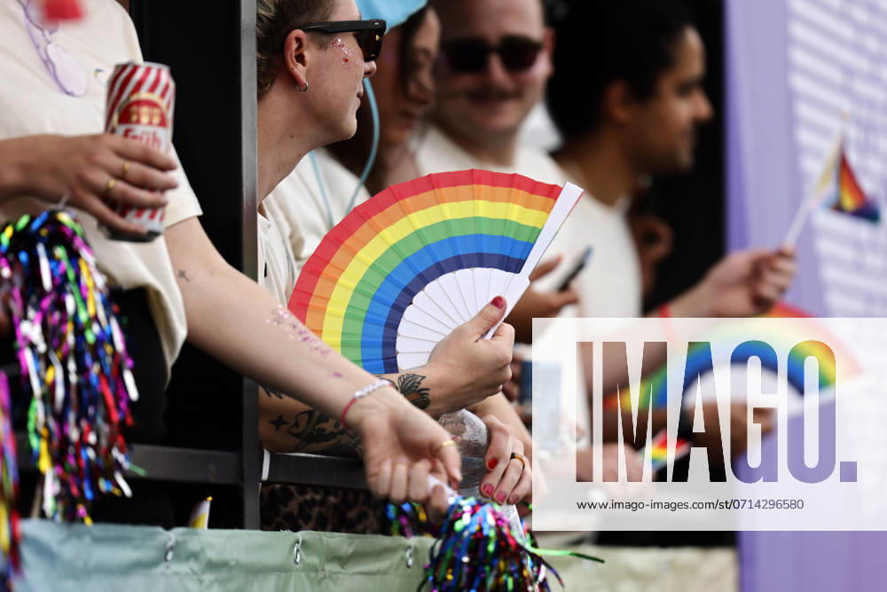 Participants in the parade with rainbow colors can be seen at the CSD parade as part of Cologne Pride 2024 Cologne, 21 07 2024 NRW Germany
