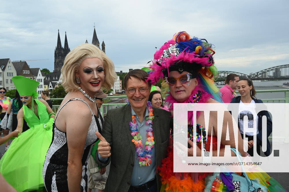 Politician Karl Lauterbach SPD , Federal Minister of Health as a participant in the Christopher Street Day CSD in Cologne Over 200 groups of lesbians and gays took part in the parade with this years motto For Human Rights - Many Together Strong They demonstrated for more social acceptance and legal equality for gays, lesbians, transgender a