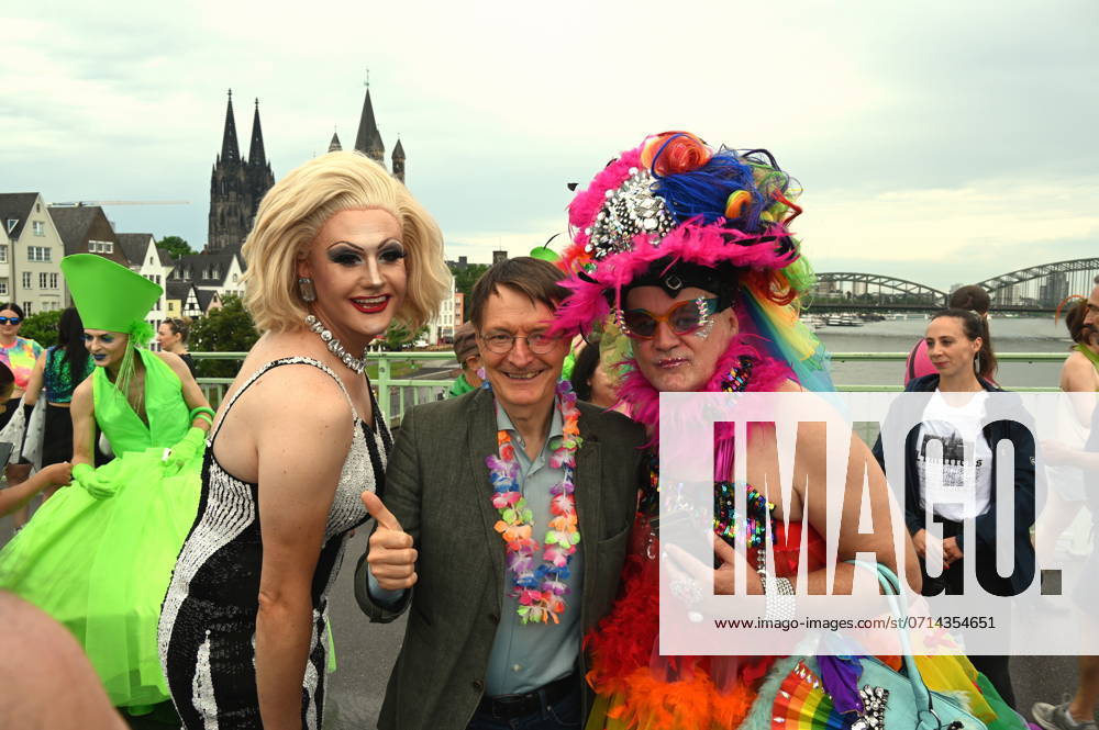 Politician Karl Lauterbach SPD , Federal Minister of Health as a participant in the Christopher Street Day CSD in Cologne Over 200 groups of lesbians and gays took part in the parade with this years motto For Human Rights - Many Together Strong They demonstrated for more social acceptance and legal equality for gays, lesbians, transgender a
