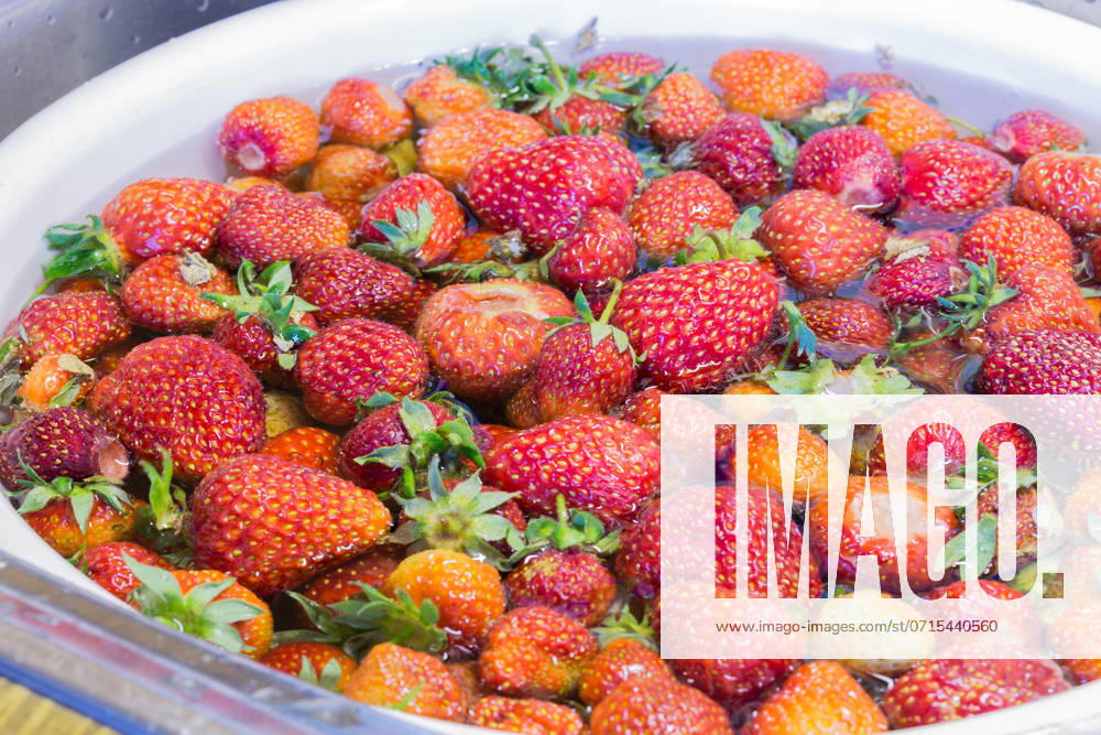 IMAGO Creative, Jahreszeit Sommer, Food, Marmelade kochen Strawberry jam cooking preparation strawberries washing.. Strawberry jam cooking preparation strawberries washing ,model released, Symbolfoto
