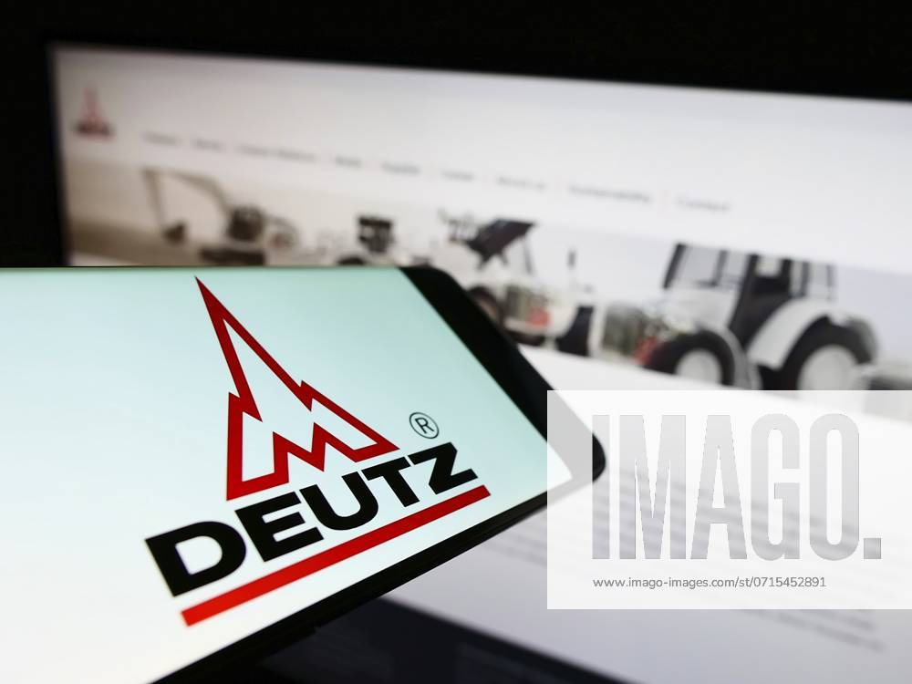 Mobile Phone With Logo of German Engine Company Deutz AG ON Screen in Front of Business Website Focus ON Center of Phone display, Europe