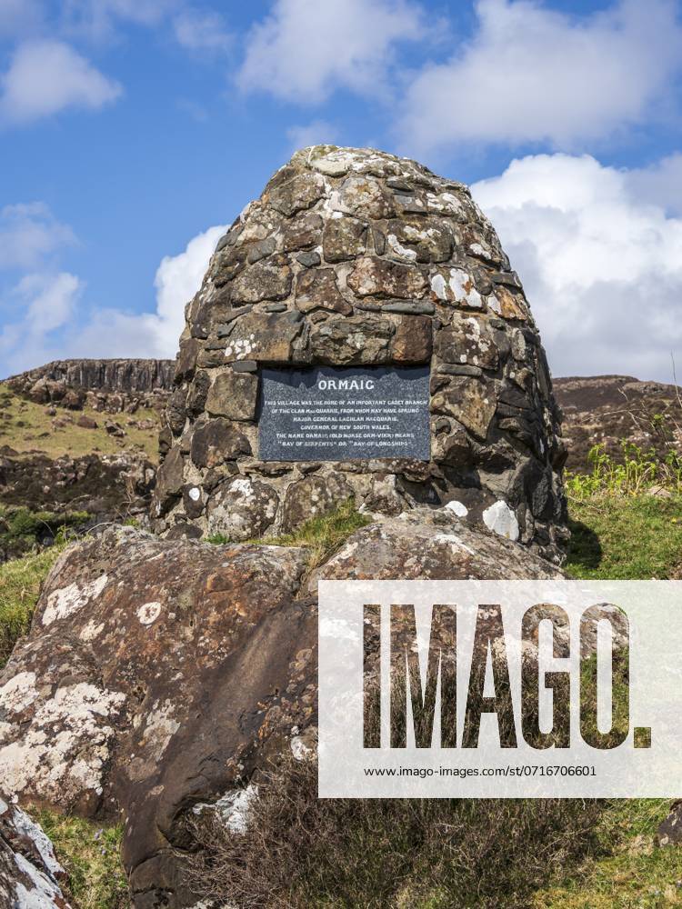 Monument in remembrance of village Ormaig, Isle of Ulva, Scotland, UK
