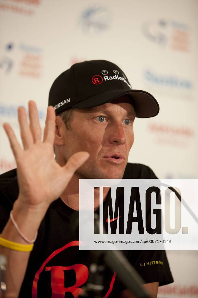 LANCE ARMSTRONG (Team Radioshack USA) at his first media conference since arriving to compete in UCI Pro Tour Tour Down Under cycle race, Adelaide - - ZUMAf96