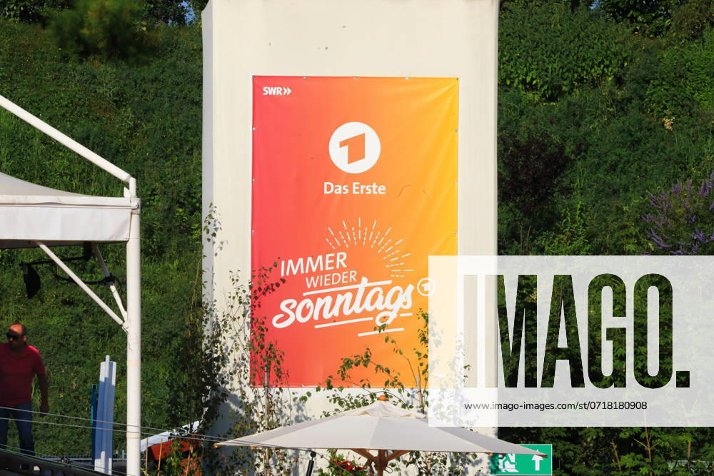 TV show Immer wieder Sonntags Episode 7 Rust near Freiburg , 28 07 2024 Logo of IWS at the live show Immer wieder Sonntags at Europa Park Rust Rulantica Photo Matthias Gränzdörfer Baden Württemberg Germany