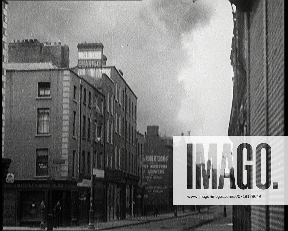 Smoke Rising from an Explosion in Dublin, Irish Free State, 1922. From Time to Remember - Sitting Still And Going Slowly, 1922 (Reel 4); a review of events in 1922 including Irish Troubles, war between Greece and Turkey and developments in aviation and radio.