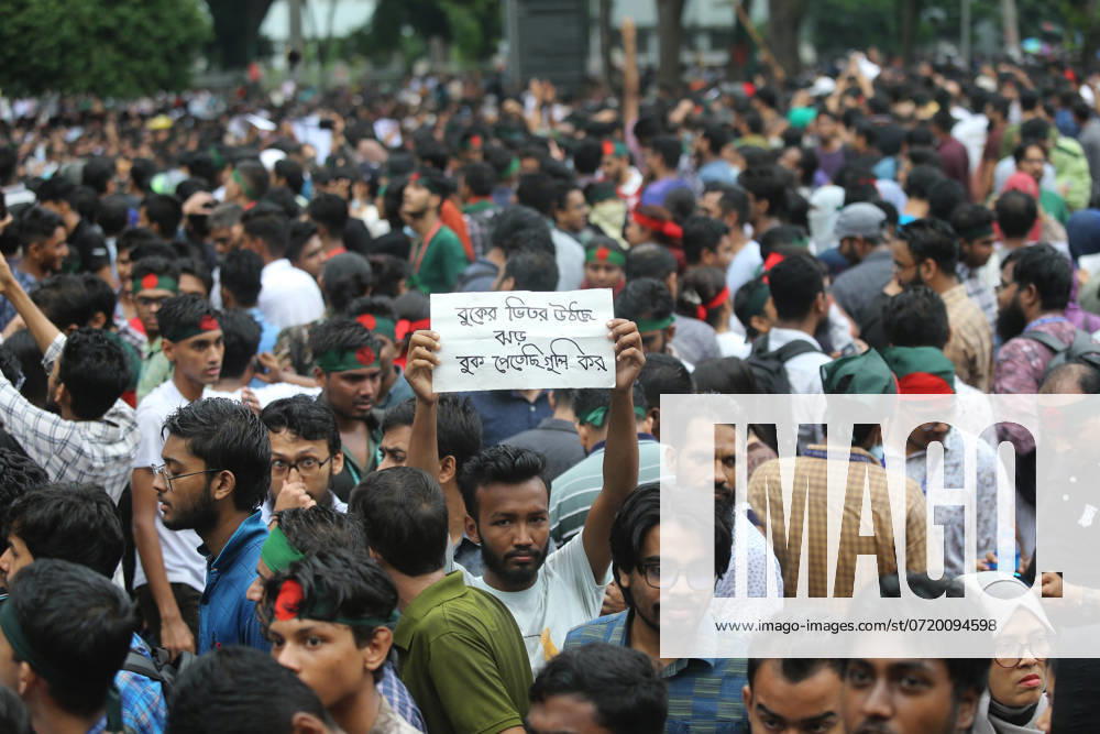 Anti-Discrimination Student Movement held a rally at Central Shaheed Minar in Dhaka on August 3, 2024, to demand justice for the victims killed in the recent countrywide violence during anti-quota protests. Student leaders rallied Bangladeshis on August 3 for a nationwide civil disobedience campaign as Prime Minister Sheikh Hasina s government weathered a worsening backlash over a deadly police crackdown on protesters. Dhaka Bangladesh - ZUMAr336 20240803_zip_r336_040